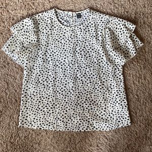 Cream blouse with polka dots size small